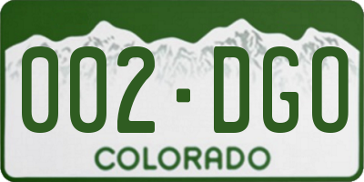 CO license plate 002DGO