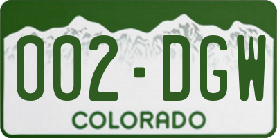 CO license plate 002DGW