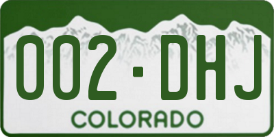 CO license plate 002DHJ