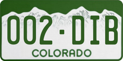 CO license plate 002DIB