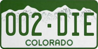 CO license plate 002DIE