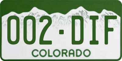 CO license plate 002DIF