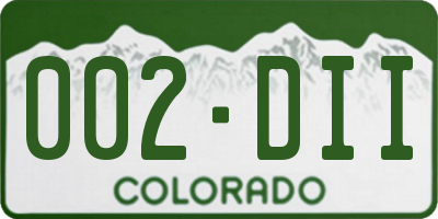 CO license plate 002DII
