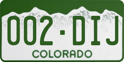 CO license plate 002DIJ