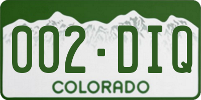CO license plate 002DIQ