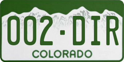 CO license plate 002DIR