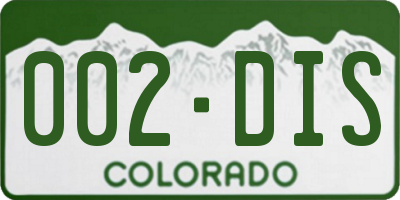 CO license plate 002DIS