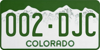 CO license plate 002DJC