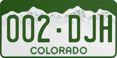CO license plate 002DJH
