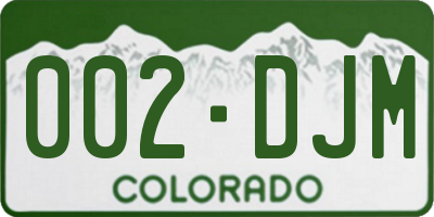 CO license plate 002DJM