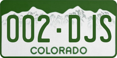 CO license plate 002DJS