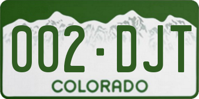 CO license plate 002DJT