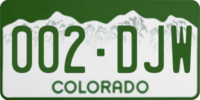 CO license plate 002DJW