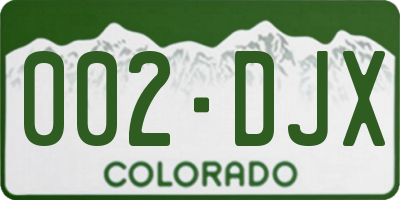 CO license plate 002DJX