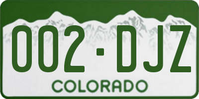 CO license plate 002DJZ