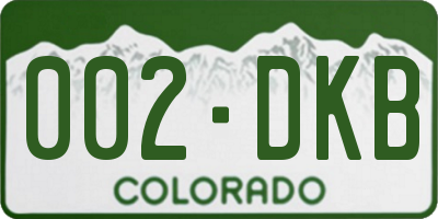 CO license plate 002DKB