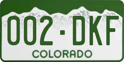 CO license plate 002DKF