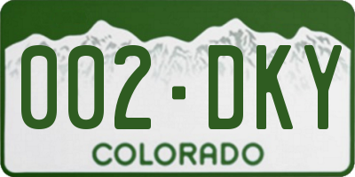 CO license plate 002DKY