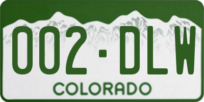 CO license plate 002DLW