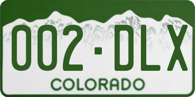 CO license plate 002DLX