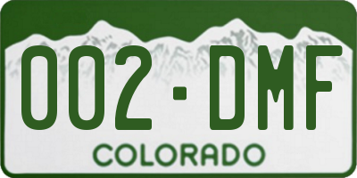 CO license plate 002DMF