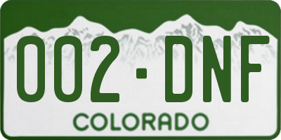 CO license plate 002DNF