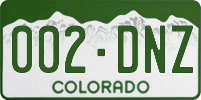 CO license plate 002DNZ
