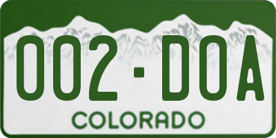 CO license plate 002DOA