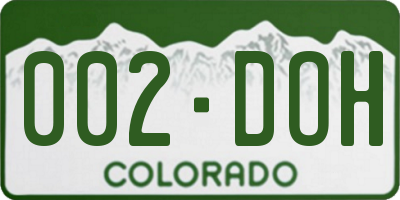 CO license plate 002DOH