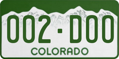 CO license plate 002DOO