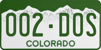 CO license plate 002DOS