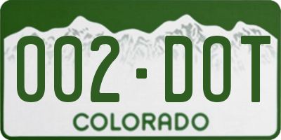 CO license plate 002DOT