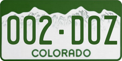 CO license plate 002DOZ