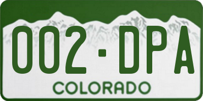 CO license plate 002DPA