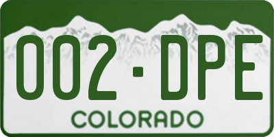 CO license plate 002DPE