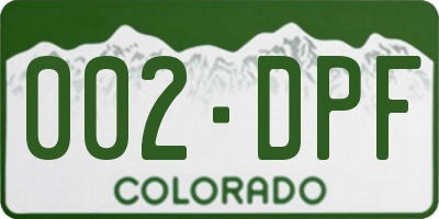 CO license plate 002DPF