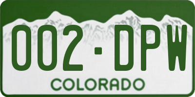 CO license plate 002DPW