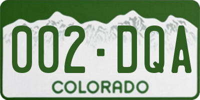 CO license plate 002DQA