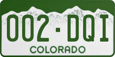 CO license plate 002DQI