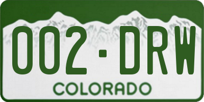 CO license plate 002DRW
