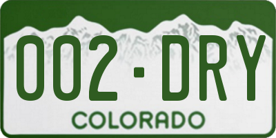 CO license plate 002DRY