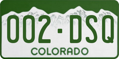 CO license plate 002DSQ