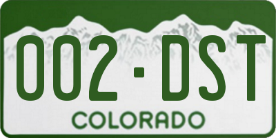 CO license plate 002DST