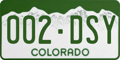 CO license plate 002DSY
