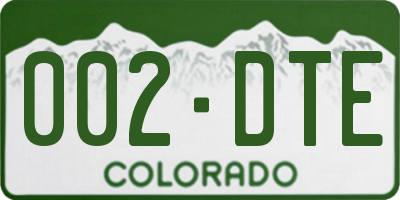 CO license plate 002DTE