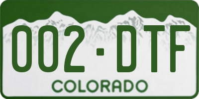 CO license plate 002DTF