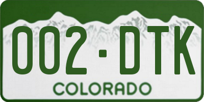 CO license plate 002DTK