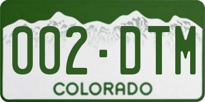 CO license plate 002DTM