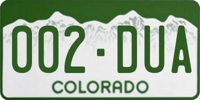 CO license plate 002DUA