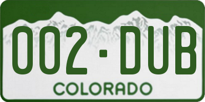 CO license plate 002DUB